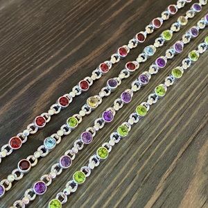 NEW 925 Silver Faceted Gemstone Bracelet